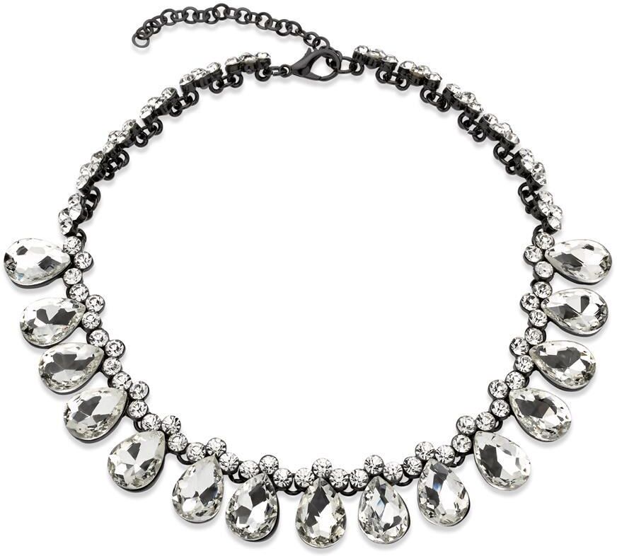Unique Modeschmuck-Halskette tropfenförmige Steine schwarz