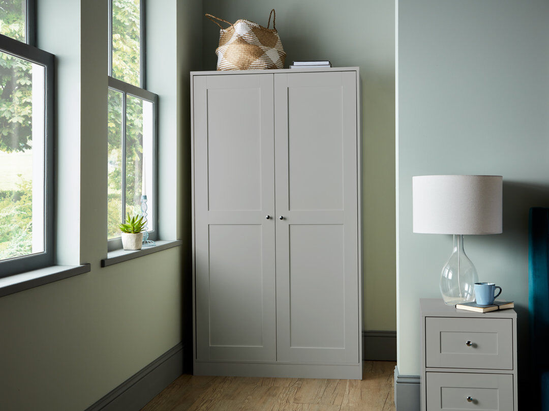 Marlow Home Co. Merrigan 2 Door Wardrobe Grey 180cm H X 100cm W X 50cm D