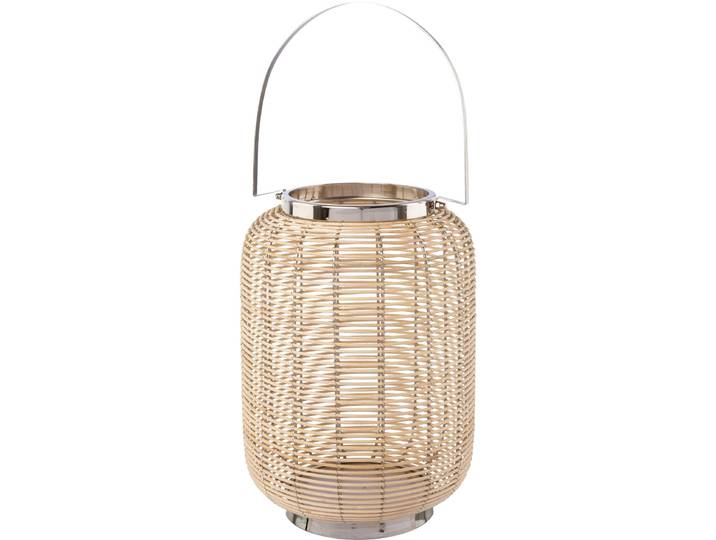 Windlicht CREATIV HOME Laterne ALEGRE, mit Henkel , braun, H:34cm Ø:23cm, Holzwerkstoff, Metall, Kerzenhalter, Windlicht, Kerzenhalter aus Naturweide