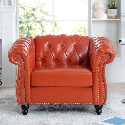 Kodotan sofa Single Seater Sofa PU Leather Birch Wood Legs Easy Assembly Modern Living Room