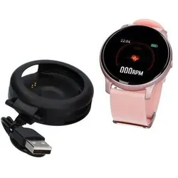 Maxcom Fit FW32 Neon, Ohrhörerfarbe mit rosa Silikonband (45 mm, ohne SIM), Smartwatch