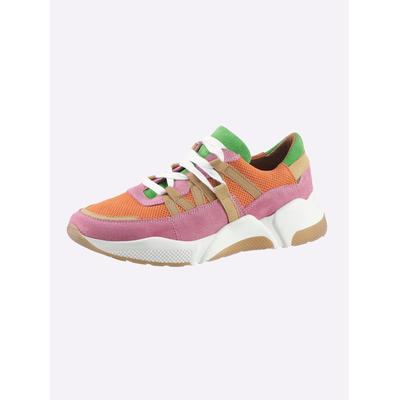 Sneaker HEINE, Damen, Gr. 42, bunt (orange, bunt), Leder, Rindsleder, Schuhe Sneaker