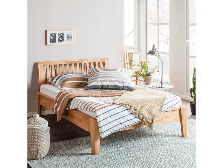 Massivholzbett LayaWOOD 180 x 200cm Massivholz Kernbuche, geölt Braun/Beige/Kernbuche Kernbuche