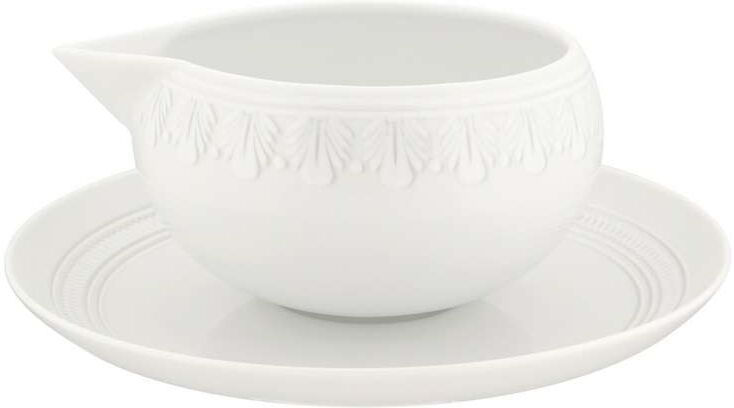 Vista Alegre Salsera con plato Ornament . Blanco