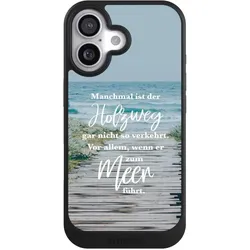 Nivocase Hülle für Apple iPhone 17 Handyhülle NIVOcore Case Schwarz Statement Strand Spruch (Apple iPhone 17), Smartphone Hülle, Schwarz