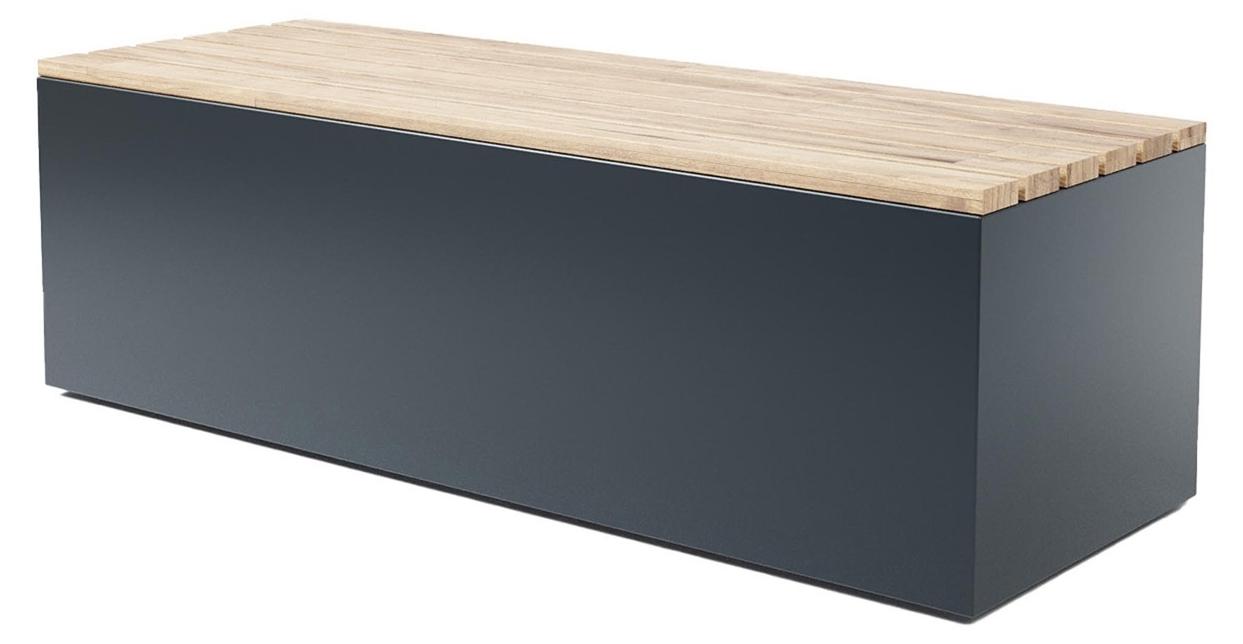 Gartenbank Truhebank Sitztruhe Parlo 185 cm x 45 cm Light Metall Lärchenholz Stahl anthrazit