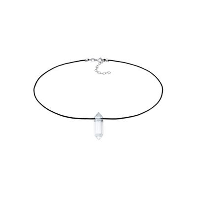 Choker ELLI PREMIUM "Halskette Choker Nylon Kristallspitze 925 Silber" Gr. 32, schwarz, Halsketten, Damen, ohne Stein, Silber 925 (Sterlingsilber)
