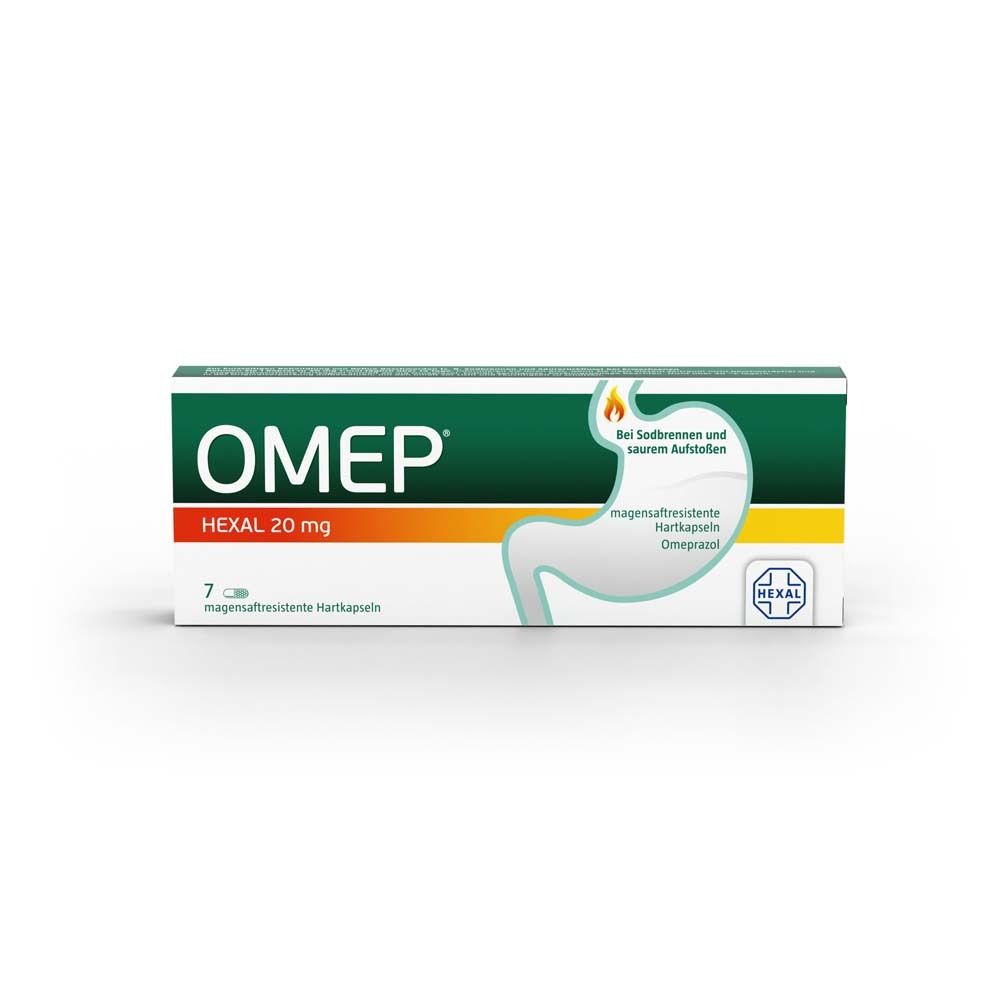 Omep Hexal 20 mg magensaftresistente Hartkapseln 7 St Magensaftresistente