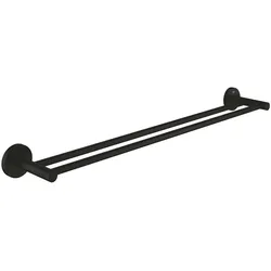 Grohe, Handtuchhalter + Handtuchhaken, Start QuickFix Doppel-Badetuchhalter, Länge 654mm (600mm), mattschwarz