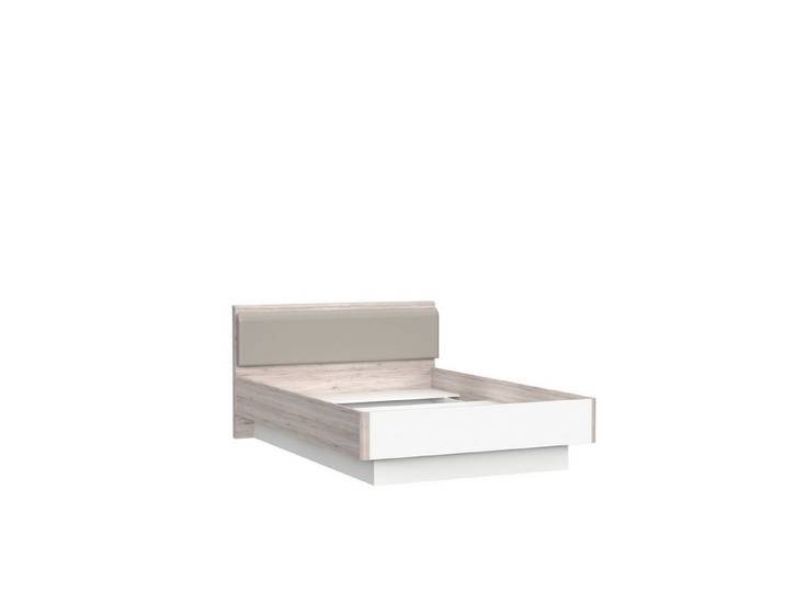 FORTE Bett in Sandeiche / Weiss Glanz - 146,2x87,7x209,6cm (BxHxT)