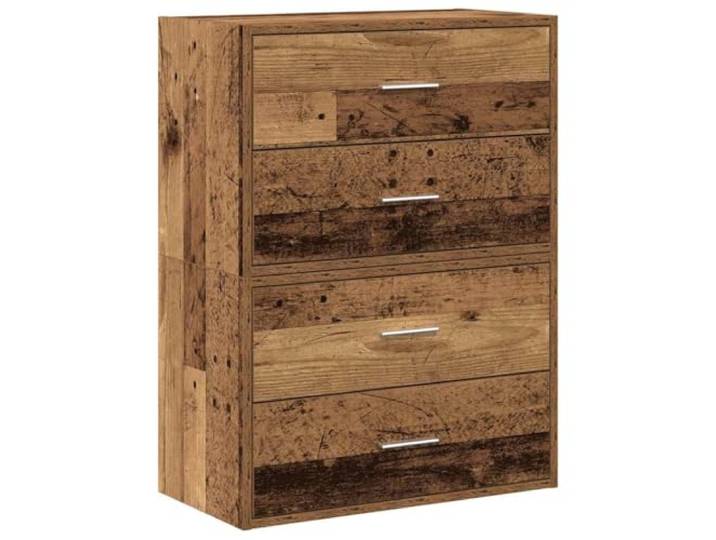 Xhnifbn 2er Set Beistellschränke Altholz-Optik 60x31x40cm Stapelbar Flexibles 2-Teile Kommoden-Set für Schlafzimmer und Wohnzimmer. Nebeneinander oder stapelbar mit 2 Schubladen.