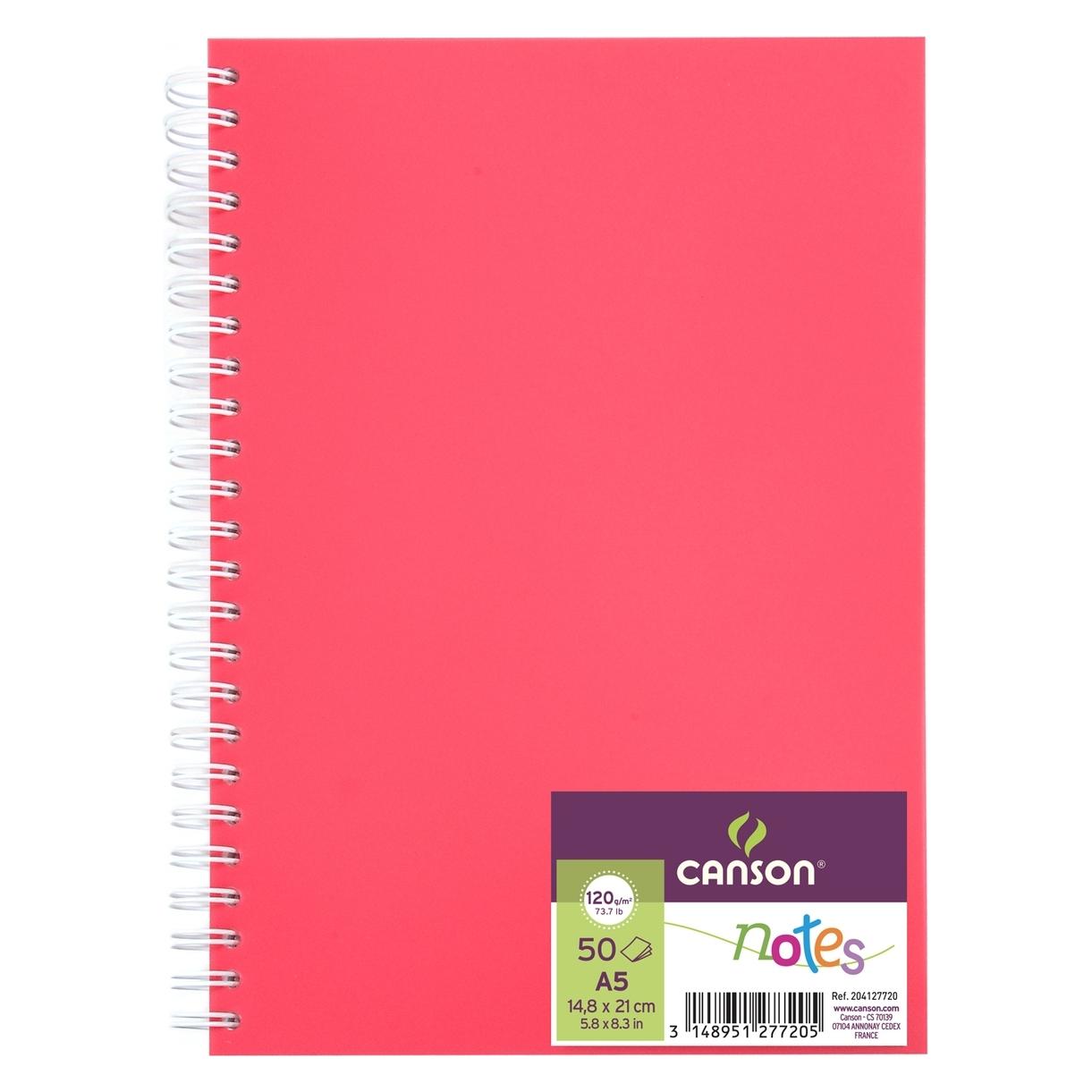 Magni CANSON Notes Notizbuch Spiralbindung, DIN A5, 50 Blatt, 120 g/m², Pink (A5) (32835069)