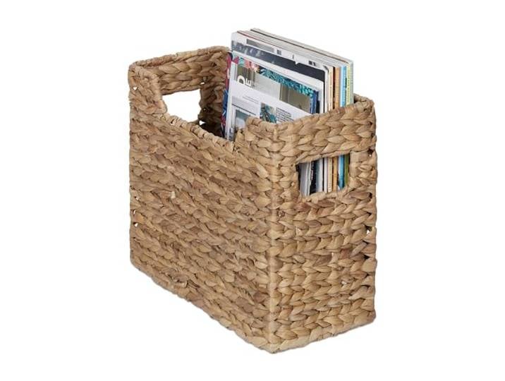Relaxdays Range-revues\, jacinthe d’eau\, HxLxP : 25 x 34\,5 x 15\,5 cm\, rangement tressé\, organiseur\, nature
