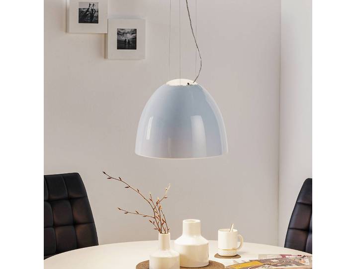 Design hanglamp Nur Mini Gloss, dimbaar, wit / opaal, Woon-/ Eetkamer, Aluminium, Design, hanglamp