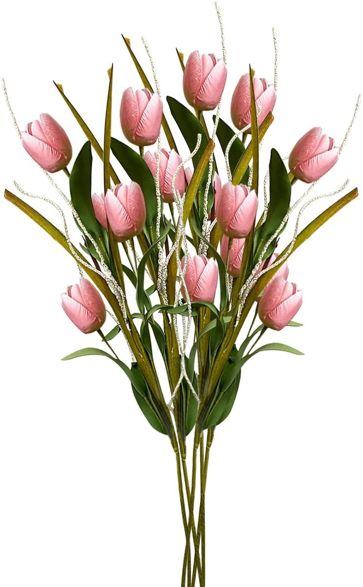 Roze Kunstbloemen Tulpen met Lange Stelen - 70 cm