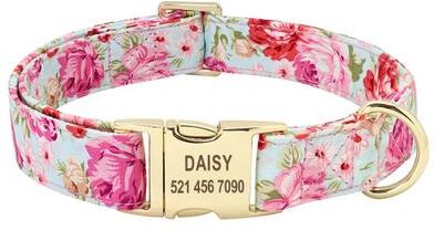 Pet Hub Custom Floral Dog Collar & Leash Set Personalized Pet ID Collar For Small, Medium, Large Dogs S 2