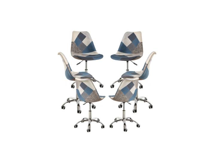 6er Set Neo Patchwork Stühle - Patchwork Blue