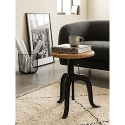 Drehhocker – Akazie Massivholz/Metall, 39x62,5x39 cm, höhenverstellbar