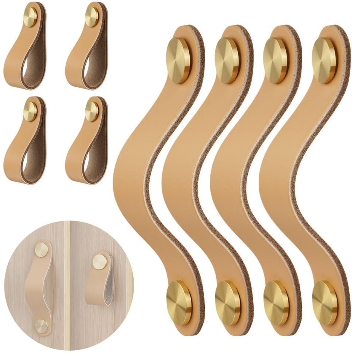 Allecto Leren Deurgrepen 4 stuks - Handvatten voor kasten - 96mm
