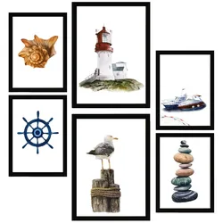 POSTER Set Mit 6 Ozean Und Meereskomposition A3 & A4 Schwarzer Rahmen