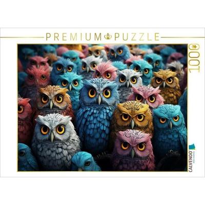 CALVENDO Puzzle Eulen - viele Köpfe auf einem Bild | 1000 Teile Lege-Größe 64x48cm Foto-Puzzle für glückliche Stunden