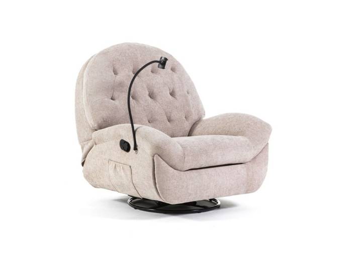 Fauteuil inclinable - PINA - Beige - Mécanisme manuel - Base pivotante 360° - 3 positions