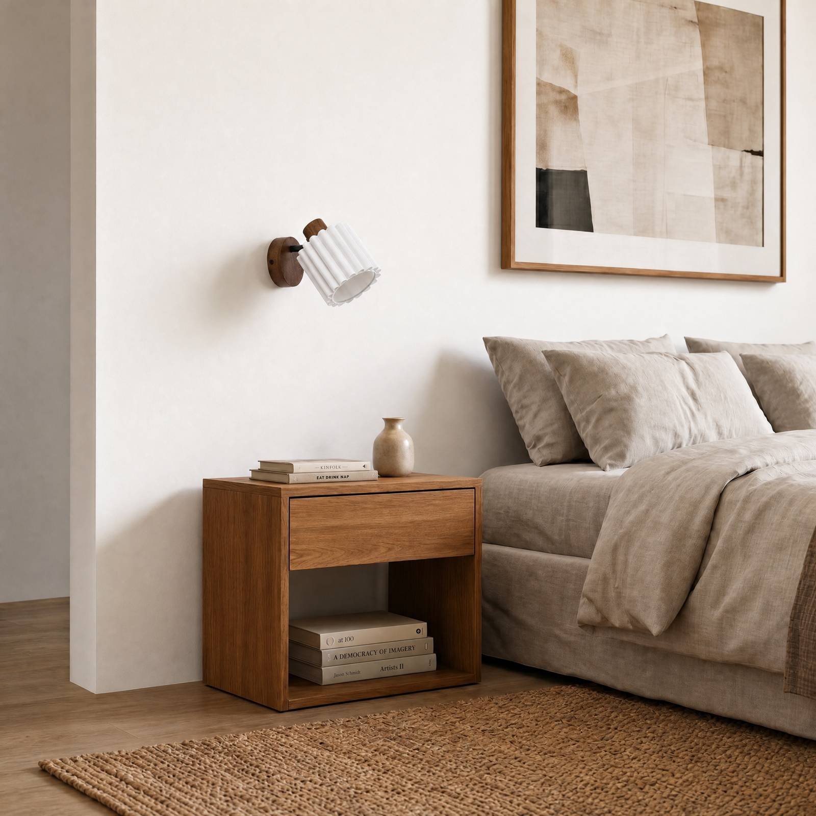Wandstrahler Shiloh Lindby, dimmbar, Holz dunkel, für Wohn- / Esszimmer, Holz, Modern, Wandleuchte, Wandlampe Innen