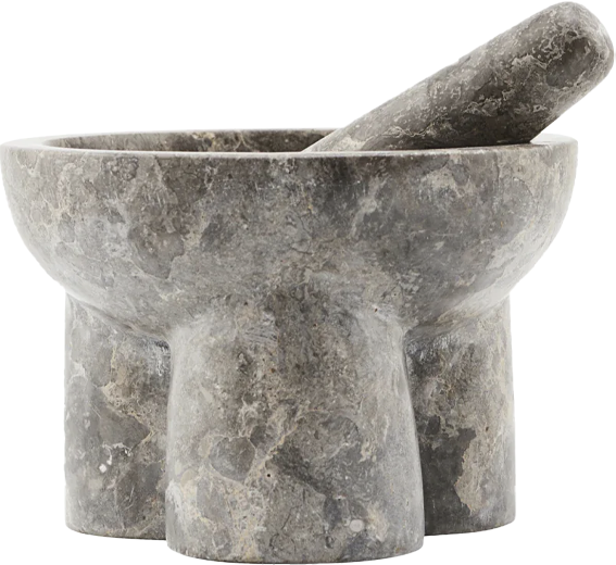 House Doctor Kulti Morter Med Støder Ø18 Cm, Marmor, Grå/brun