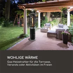 Goldflame Deluxe Terrassenheizstrahler 36.000BTU/11kW mobil Edelstahl Schwarz