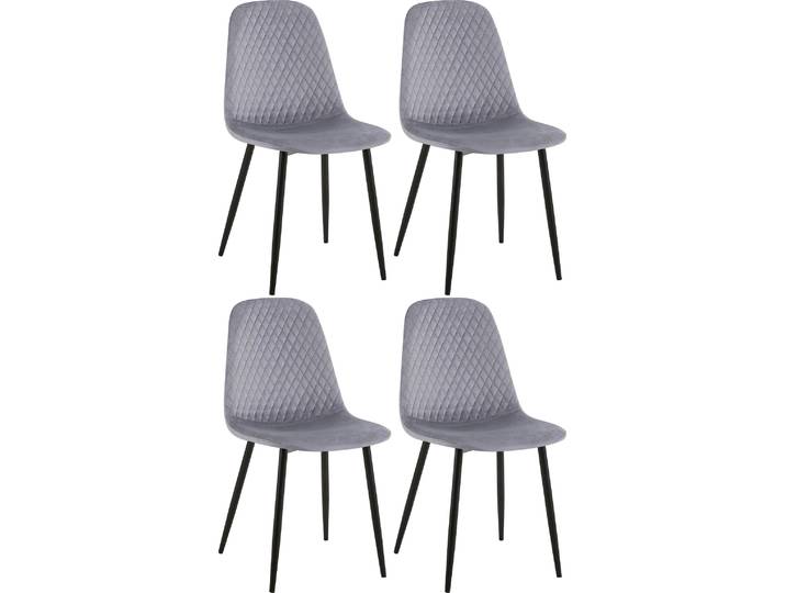 Lot de 4 chaises CLP Giverny avec surpiqûres décoratives\, noir\, tissu