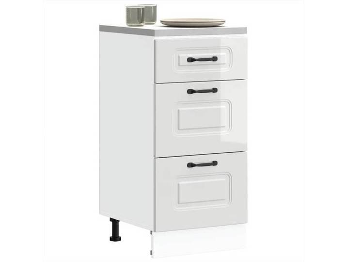 Armoire de cuisine Kalmar blanc brillant bois ingénierie meuble d'évier meuble de cuisine avec tiroir meuble de 854242