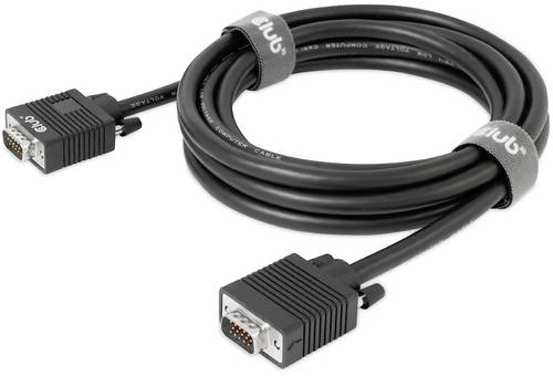Club3D VGA Anschlusskabel VGA 15pol. Stecker, VGA 15pol. Stecker 3.00m Schwarz CAC-1703schraubbar, vergoldete Steckkontakte