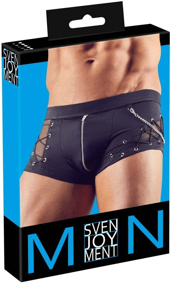 Svenjoyment Boxer en maille opaque et résille avec chaîne décorative amovible