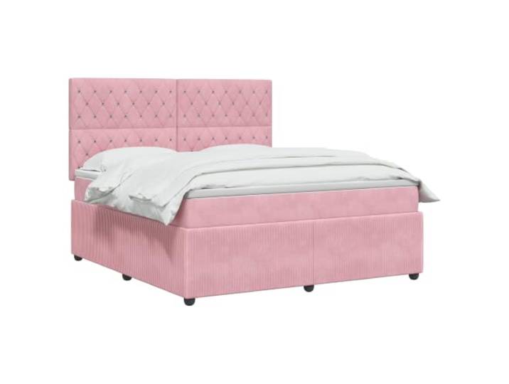 vidaXL Boxspringbett mit Matratze mit Kopfteil Rosa 160 x 200 cm Samt
