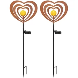 2x Solarleuchte Gartenleuchte Außenleuchte Metall rostfarben LED Glaskugel H 82 cm