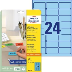 Avery Zweckform Etiketten Inkjet/Laser/Kopier 63,5x33,9mm blau VE=480 Stück