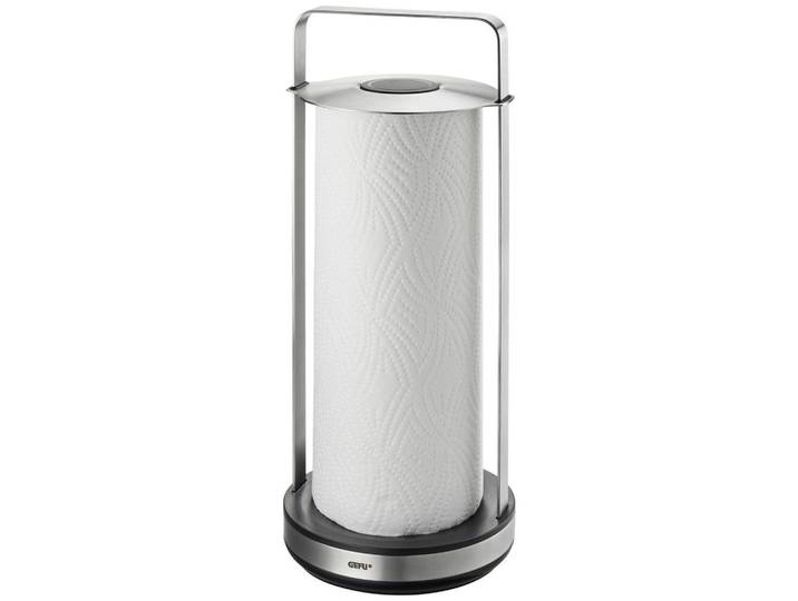 Gefu Küchenrollenhalter Smartline, Edelstahlfarben, Metall, Kunststoff, 34 cm, Beschwerungsgewicht, kippsicher, rutschfest, Küchenzubehör, Küchenhelfer, Küchenrollenhalter