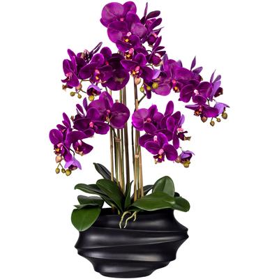 Kunstorchidee CREATIV GREEN "Phalaenopsis", lila, H:75cm, Kunststoff, Kunstpflanzen, in Design-Kunststoffvase
