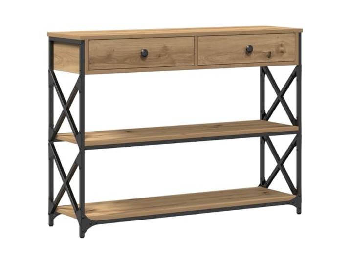 Kaorsrow Konsolentisch Schmal mit Schublade Flurtisch Artisan-Eiche Kompakter Ablagetisch für Wohnzimmer und Schlafzimmer mit offenem Regal sowie justierbaren Standfüßen.