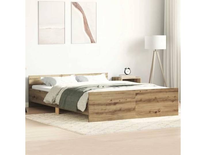 WDGJJFECNMUEHI Holzwerkstoff Bettgestell mit Kopfteil 140x200 Braun Bettgestell ohne Matratze Artisan-Eiche 140x200cm Holzwerkstoff mit Kopfteil Lattenrost Stabil Schlafzimmer Möbel