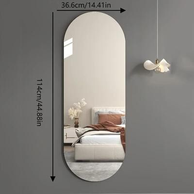 Inspired Finds Frameless Arched Acrylic Wall Mirror Self Adhesive Full Length Decor (2mm Thick) 14.41x44.88in 1pcs