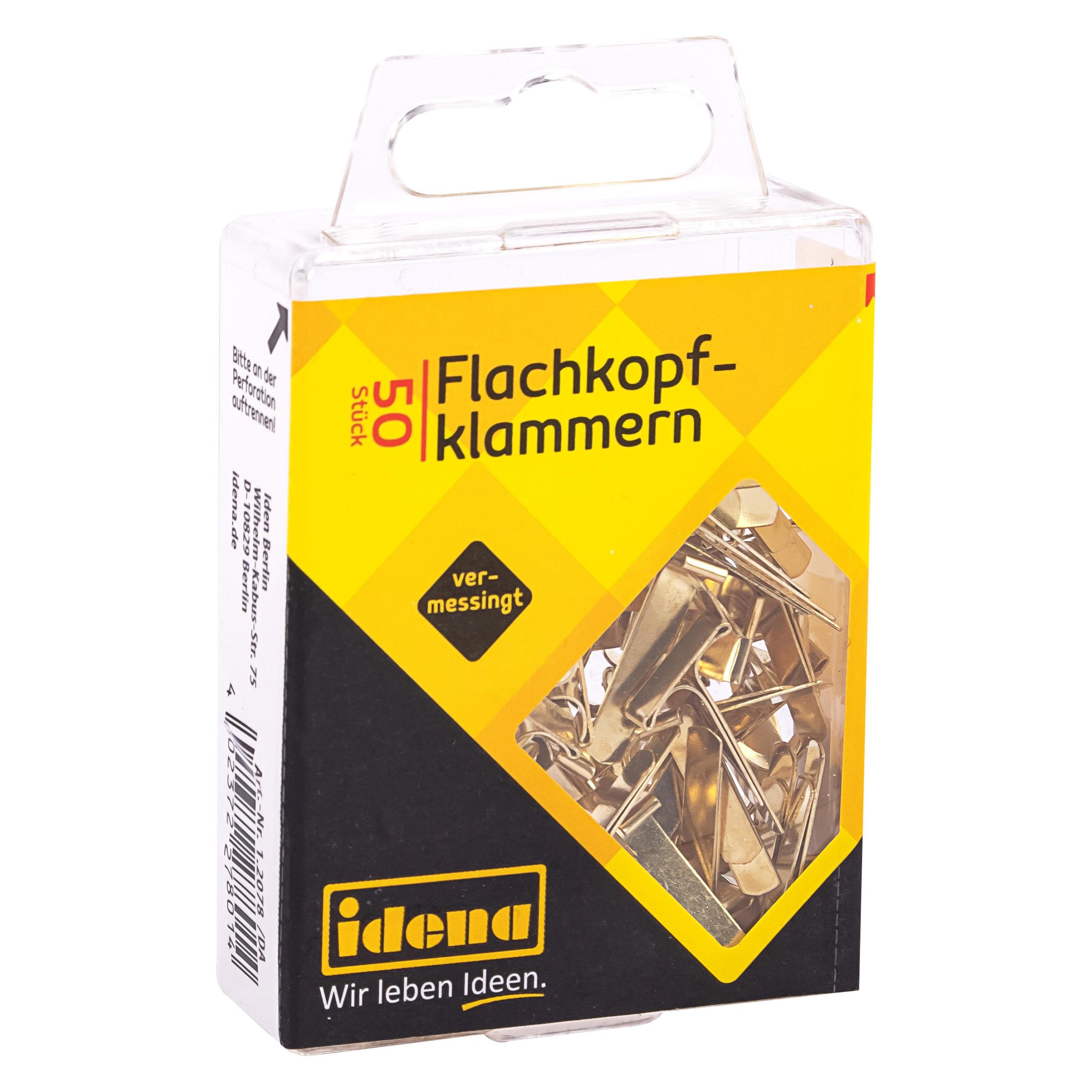Idena Flachkopfklammern 50Stk., vermessingt (22663183)