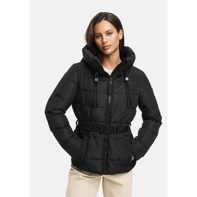 Winterjacke MARIKOO "Himee", Damen, Gr. M, schwarz, Obermaterial: 100% Polyester. Futter: 100% Polyester. Wattierung: 100% Polyester. Ärmelfutter: 100% Polyester, Jacken Winterjacke, mit praktischem Taillengürtel und robuster Klickschnalle