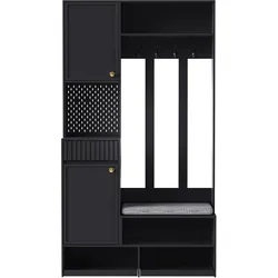 GARDEROBEN-SET 100 cm in Schwarz 6-in-1 Flurgarderobe