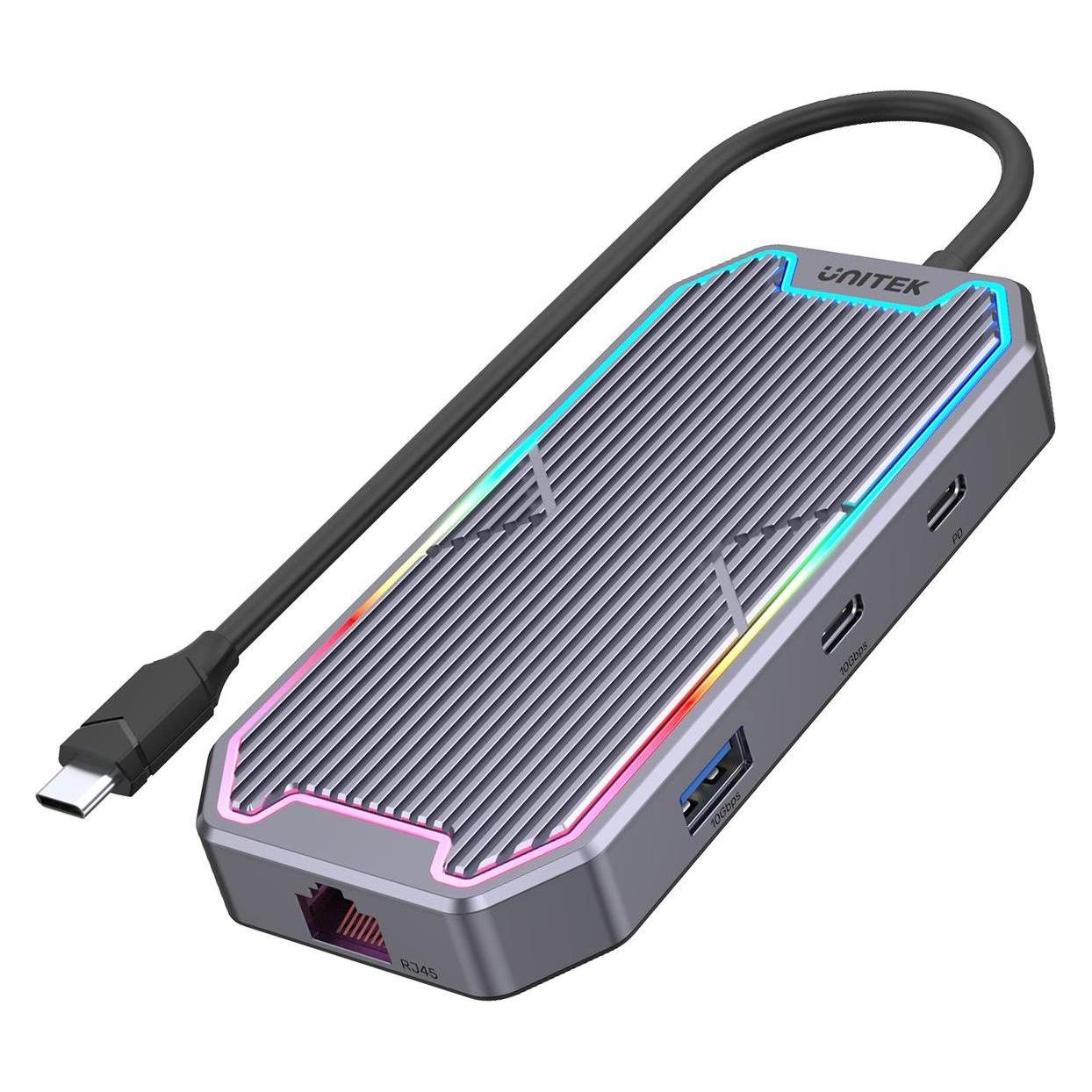 Unitek HUB USB-C HDMI RJ45 PD 100W (USB-C, 7 Ports) (D1029A)