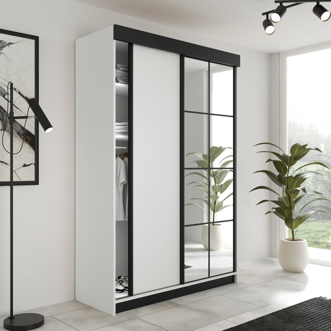 Latitude Run Almita Manufactured Wood Wardrobe White 80" H x 80" W x 23" D