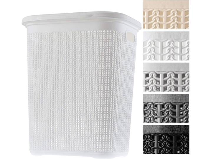 Wasmand\, 50L\, multifunctionele wasmand met deksel - lichte wasverzamelaar\, wassorteerder van kunststof\, voor badkamer\, vuile kleding\, speelgoed\, wasmand - Wit KADAX