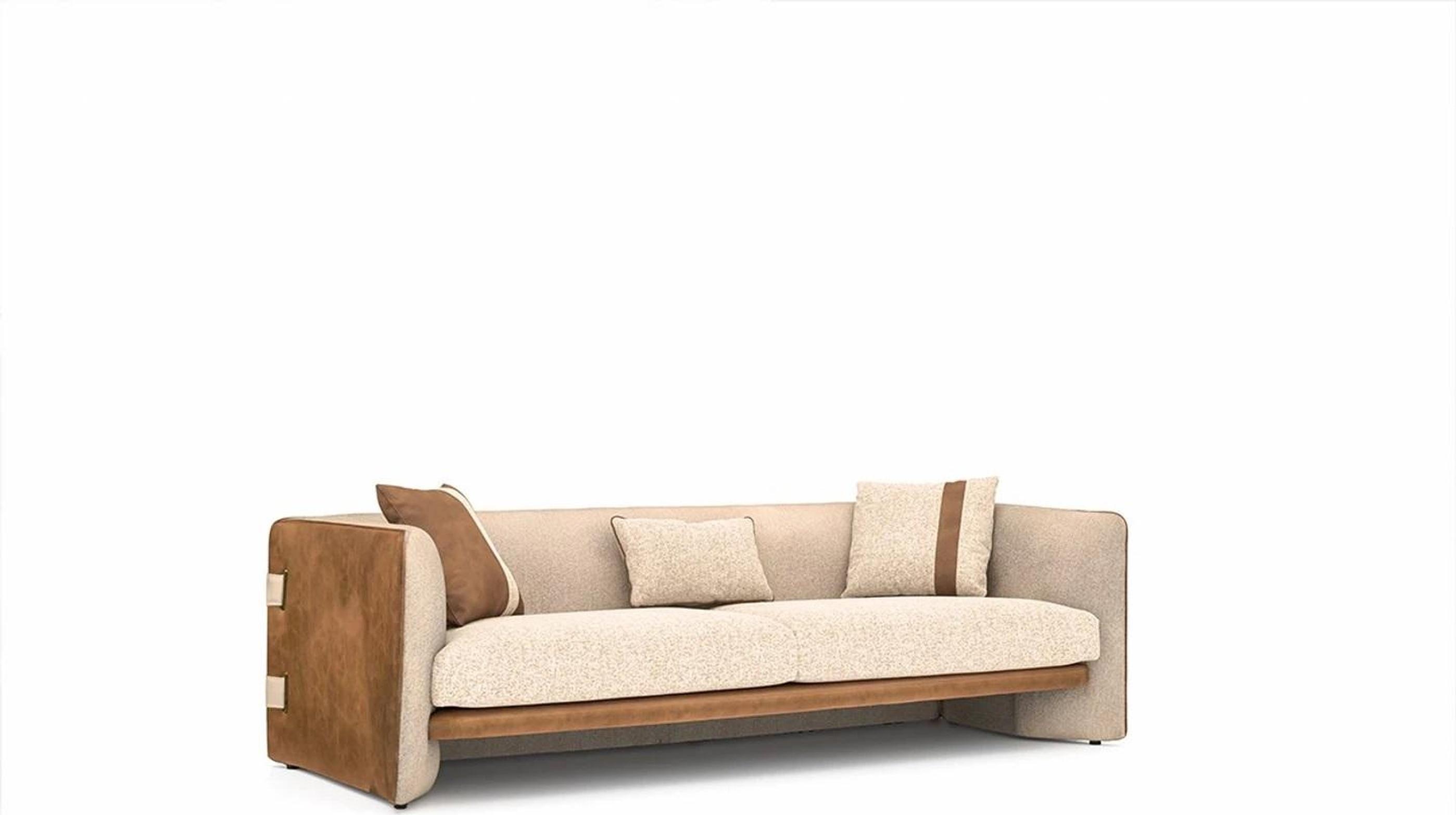 Beige Sofa Luxus Dreisitzer Couch Modern Einrichtung Polstermöbel Textil