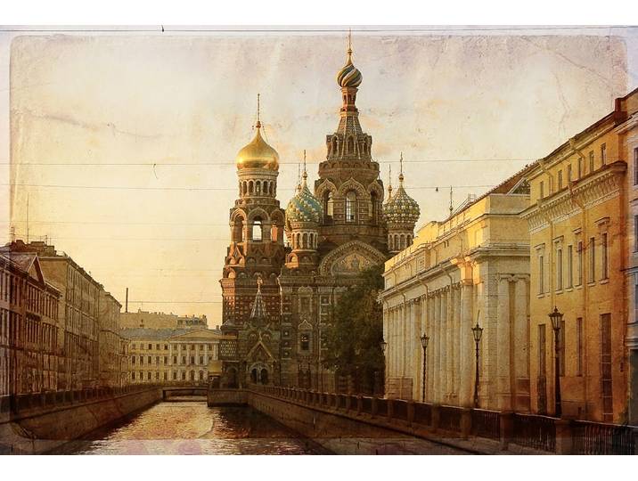 Fototapete PAPERMOON ST PETERSBURG-RUSSLAND ALTSTADT VINTAGE WANDTAPETE DEKO , bunt, B:3,5m L:2,6m, Vlies, Tapeten, Fototapete