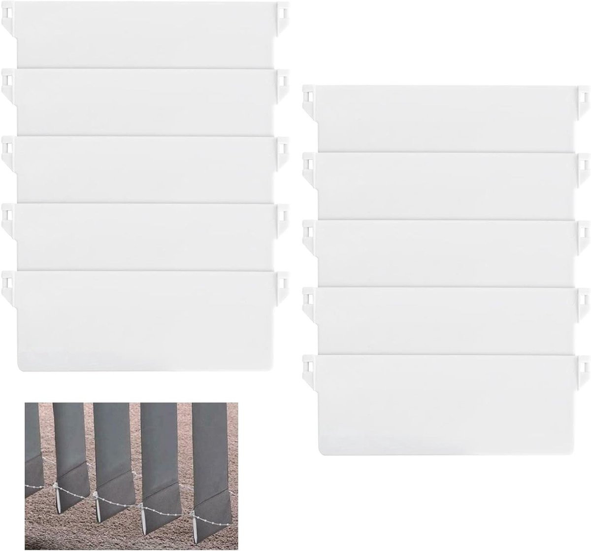 10 stuks gewichten voor verticale jaloezieën, wit, 127 mm